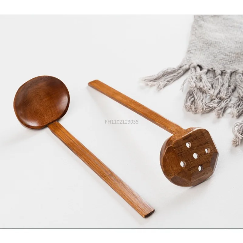 1Pcs Japanese Long Handle Ramen Spoons Wooden Tableware Home Tablespoons Cute Soup Ladle Hot Pot Skimmer New Kitchen Utensils