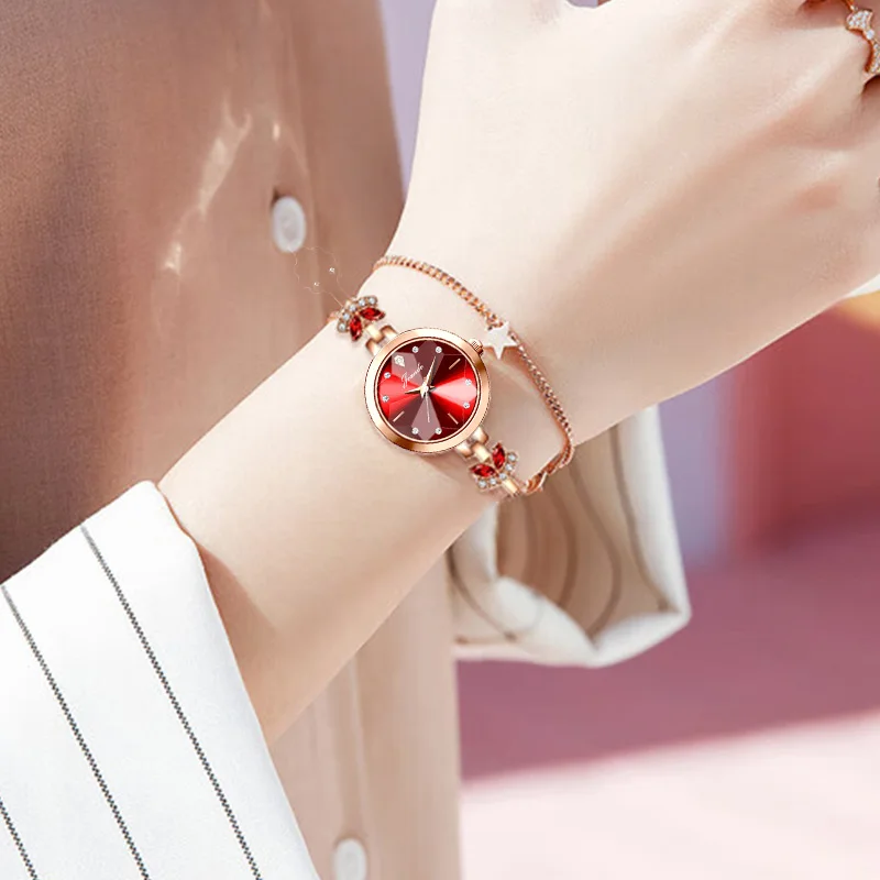 Luxury Woman Wristwatch Steel Green Rhinestone Waterproof Quartz Hand Clock Gift for Her Pointer Ladies Bracelet Watch Diamond 5