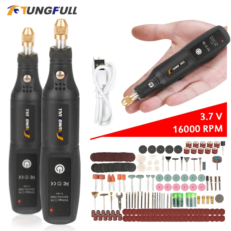 Mini Perceuse Sans Fil Stylo Graveur USB - 5 Vitesses (5000-25000 Tr/min) - 10 Forets Inclus - Pour Bijoux, Bois, Circuits, Cuir - 190g