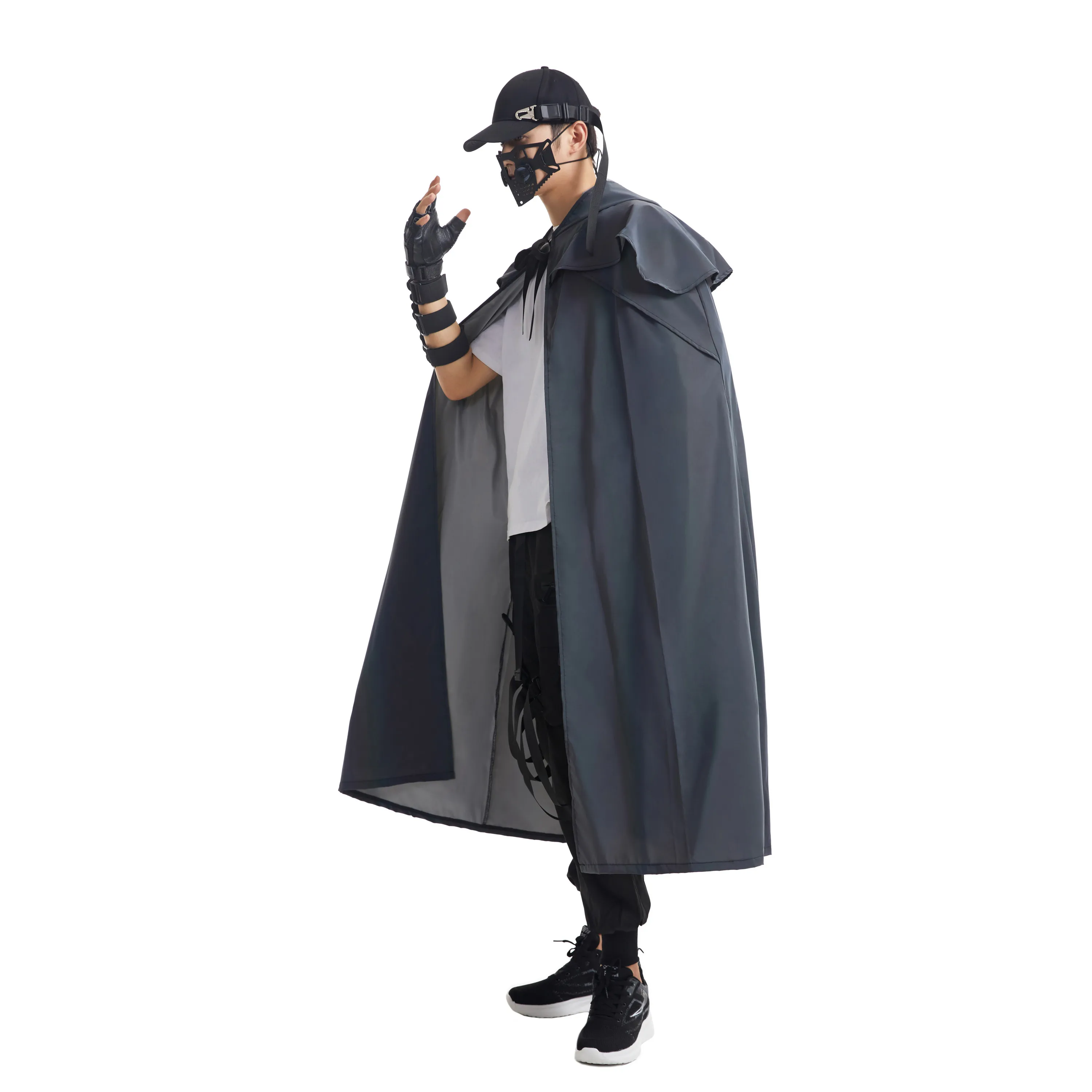 New Design Halloween Party Reflective Rainbow Hooded Cape Long Goth Coat Outfit
