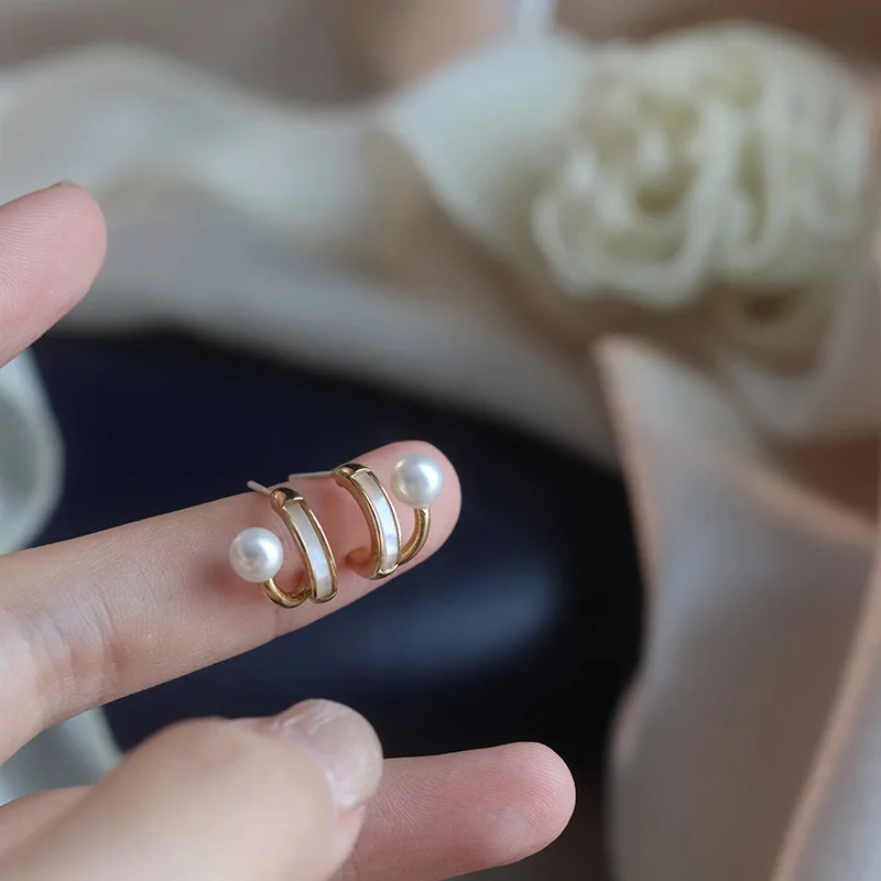 1 Pair Fashion Simple And Small Drop Glaze Pearl Earrings Delicate Accessories For Woman Christmas Party Girls Luxury Jewelry