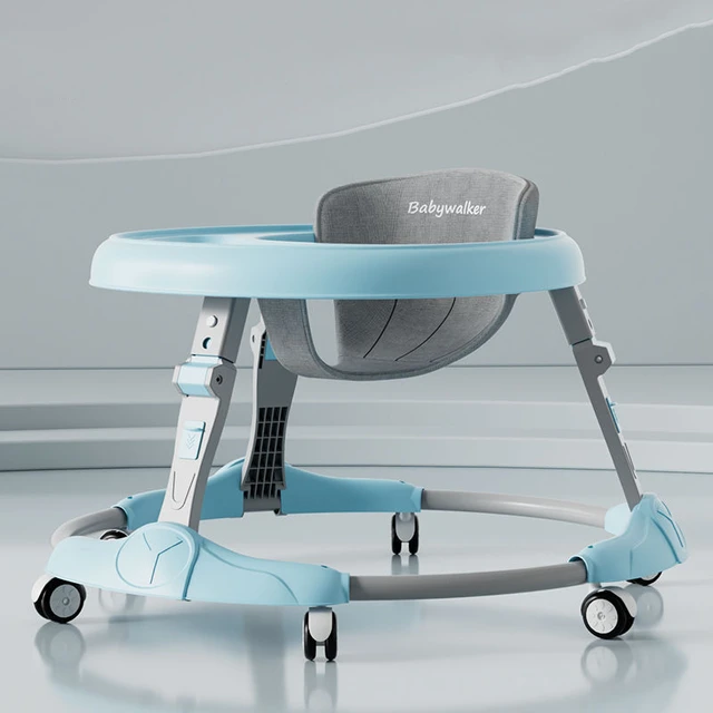 6-18 Months Regular Wheel Plate Style 7-speed Adjustable Music Multifunctional Anti Rollover Foldable Walker for Babies Aged 2