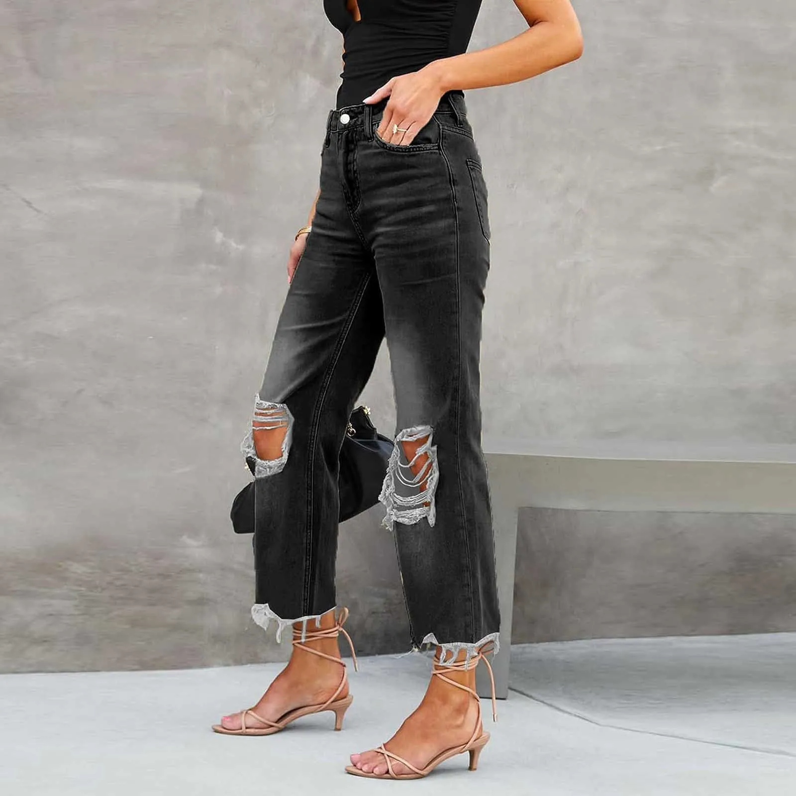 

Женские винтажные джинсы-шаровары, Джинсы бойфренда с завышенной талией, длинные джинсы МОМ, ковбойские прямые брюки из денима, 2023