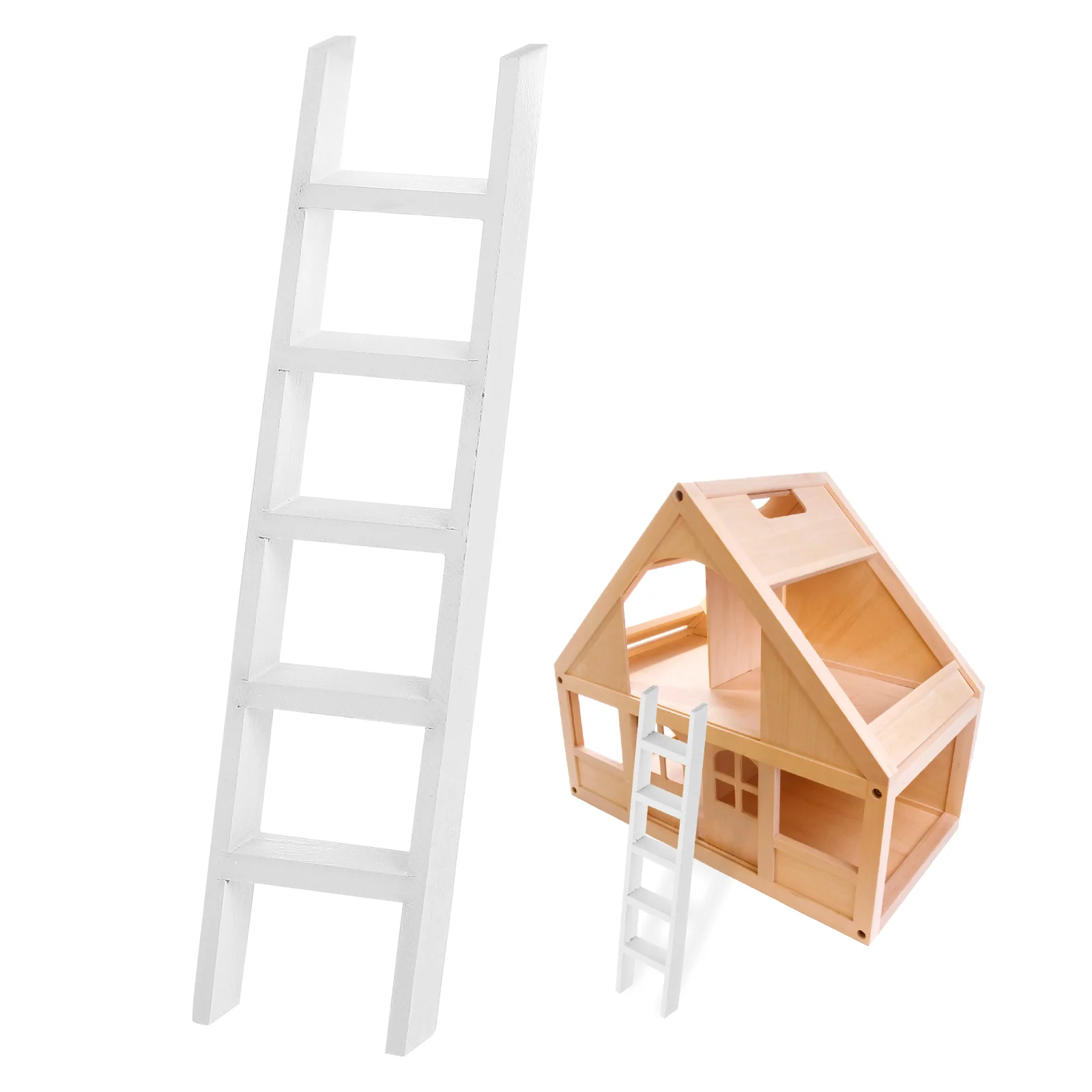 

Wooden Step Ladder Fairy Furniture Ladder Garden Ornament White Diorama Ladders Staircase Model House Accessories 1: 12