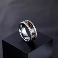 Somen 8mm Tungsten Wedding Rings For Men Dinosaur Bone Metal Slag Inlaid Hammered Edge Engagement Men's ring Fashion Jewelry 2