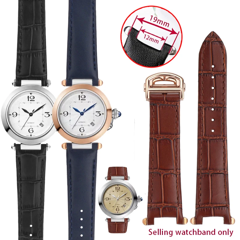 Cinturino In Vera Pelle Per Cartier Pasha Wgpa0019/0026 W2Pa0014 Cinturino Dentellato Serie Cinturino Nero Blu Cinturino Cinturino