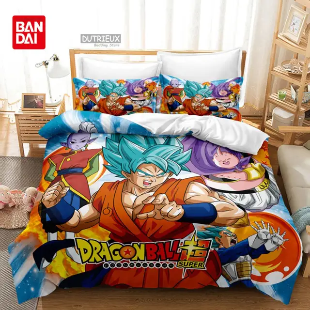 Parure de lit Dragon Ball, dessin animé japonais, housse de couette, Goku, taie d'oreiller, Double, Queen, King Size, Textile de maison pour chambre d'enfants 1