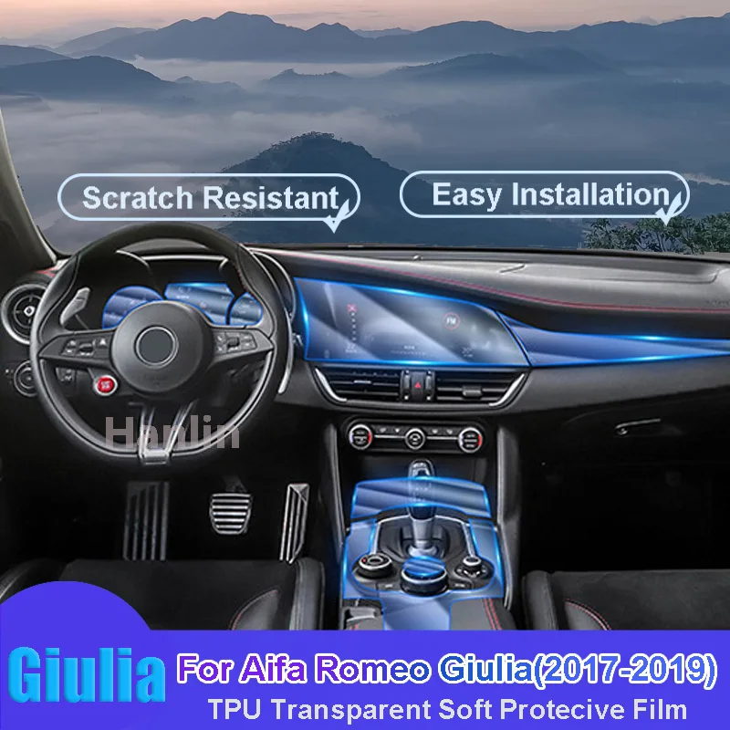 

For Aifa Romeo Giulia (2017-2019) Car Interior Center Console Transparent TPU Protective Anti-scratch Repair Film Car Sticker