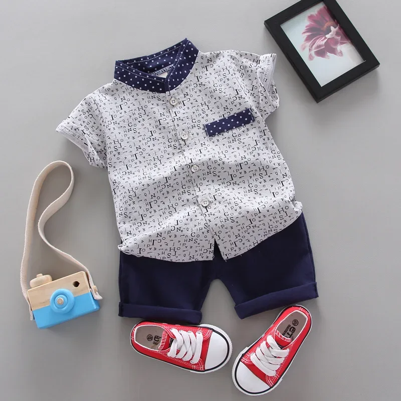 Kids Clothes Summer Boy Clothing Casual Short-sleeved Cotton T-shirt + Pants 2 pieces
