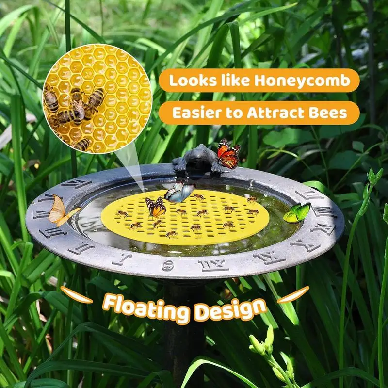 1PC Yellow Floating Bee Island Tray, Butterfly and Bee Water Feeder for Garden Pond Decoration, Bee Insect Drinking Tray