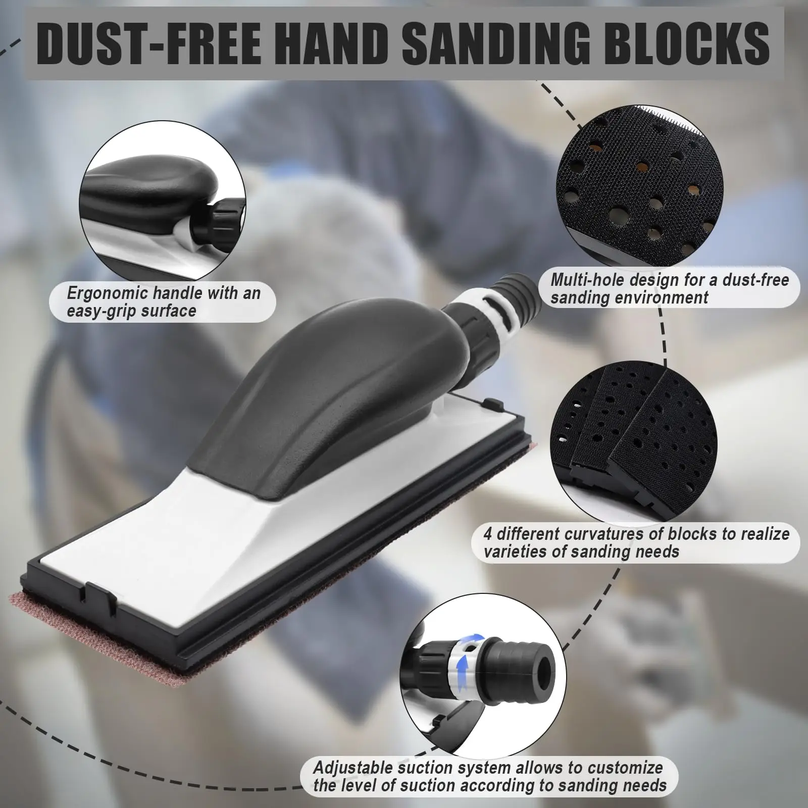 70&times;200MM Hand Multi-Hole Sanding Block Kit 10Pcs Dust Extraction Grip Face Block for Dust-Free Wood Polishing Car Detailing sandpaper tools