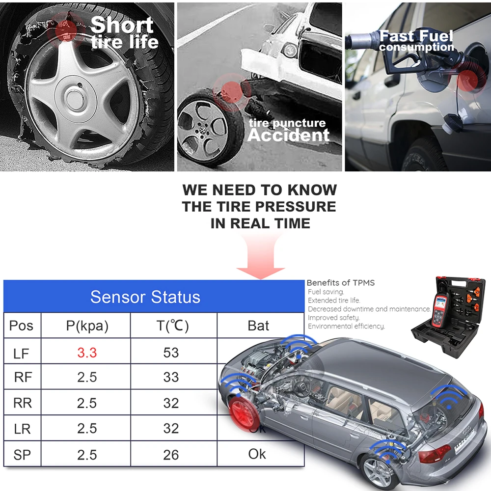 Autel MaxiTPMS TS501 TPMS Tire Pressure Sensors Activate and Decode Tool Scanner car diagnostic tool