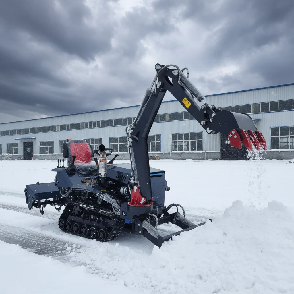Maßgefertigter 25PS Mini-Raupenschlepper zum Fabrikpreis Kleiner Kompakttraktor mit Pflug und Bodenfräsen-Anbaugeräten