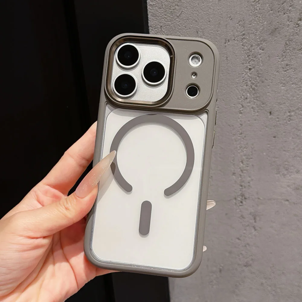 Luxury HD Transparent Shockproof Bumper Case with Magsafe-Compatible Charge Back Cover
