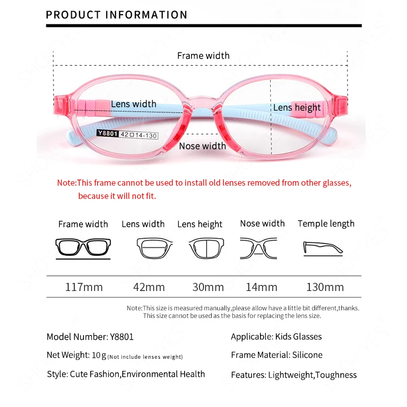 Cute Oval Optical Kids Glasses 2~5 Year-old Girl Myopia Eyewear