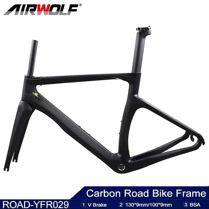 

Airwolf T1100 Carbon Road Frame 700*23c Carbon Bike Frame BSA Road Bike Frame 130*9 Carbon Rim Brake Bicycle Frameset