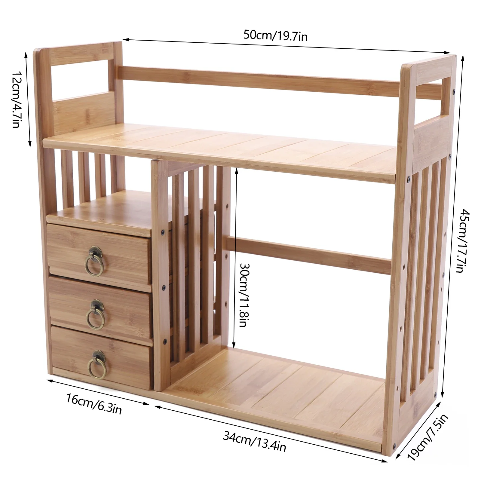 NEW Bamboo Desk Bookshelf Small Expandable Desktop Organizer Table Top Bookcase 2