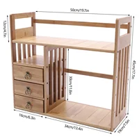 NEW Bamboo Desk Bookshelf Small Expandable Desktop Organizer Table Top Bookcase 2
