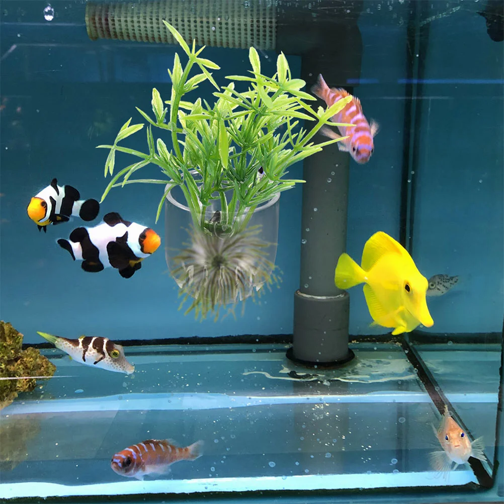Fish tank ornaments Fish tank decorations Aquarium ornaments Floating Planter for Aquarium Hydroponic Flower Pot Suction Cups Fish Tank Decor