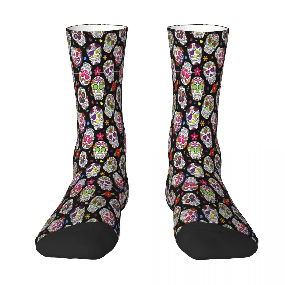 

Sugar Flower Black Pattern Mexico Mexican Skull Skulls Sock Socks Men Women Polyester Stockings Customizable Funny