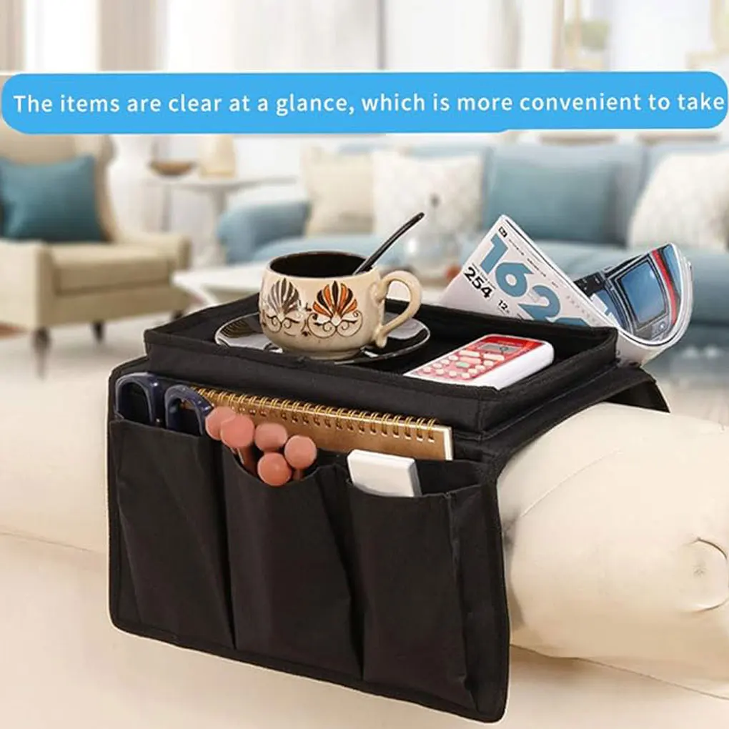 

Cloth Easy-to Sofa Armrest Organizer For Quick Access To Belongings Protects Items Hanging Bag grey