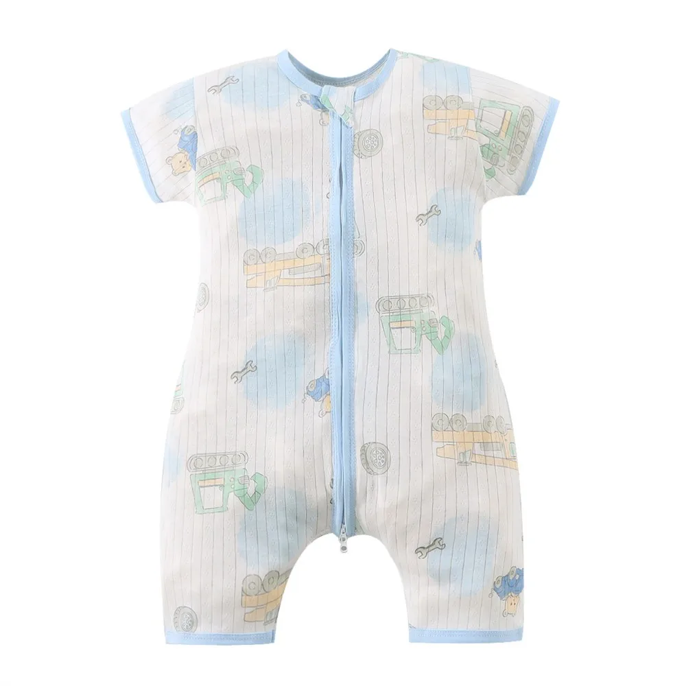 Baby Cartoon Print Short Sleeve Romper, Newborn Infant Cotton Jumpsuit Multi-Color Baby Onesie for Summer
