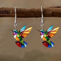 FTCY Acrylic Hummingbird Earrings For Women Retro Style Colorful Bird Drop Earrings Women's Jewelry Gifts 1