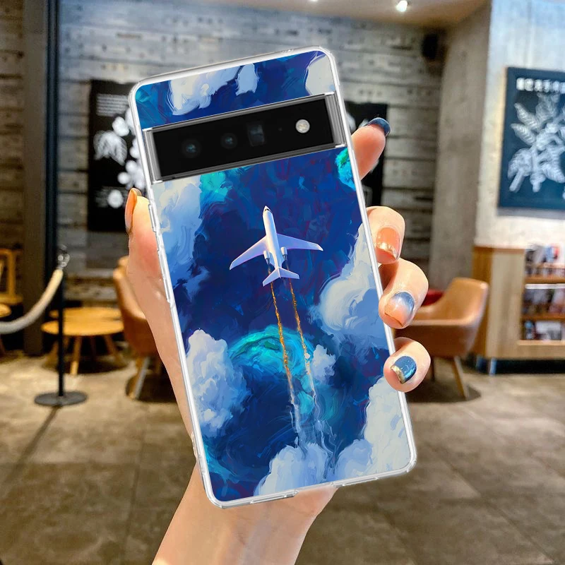 Airplane Design Soft Clear TPU Phone Case Cover