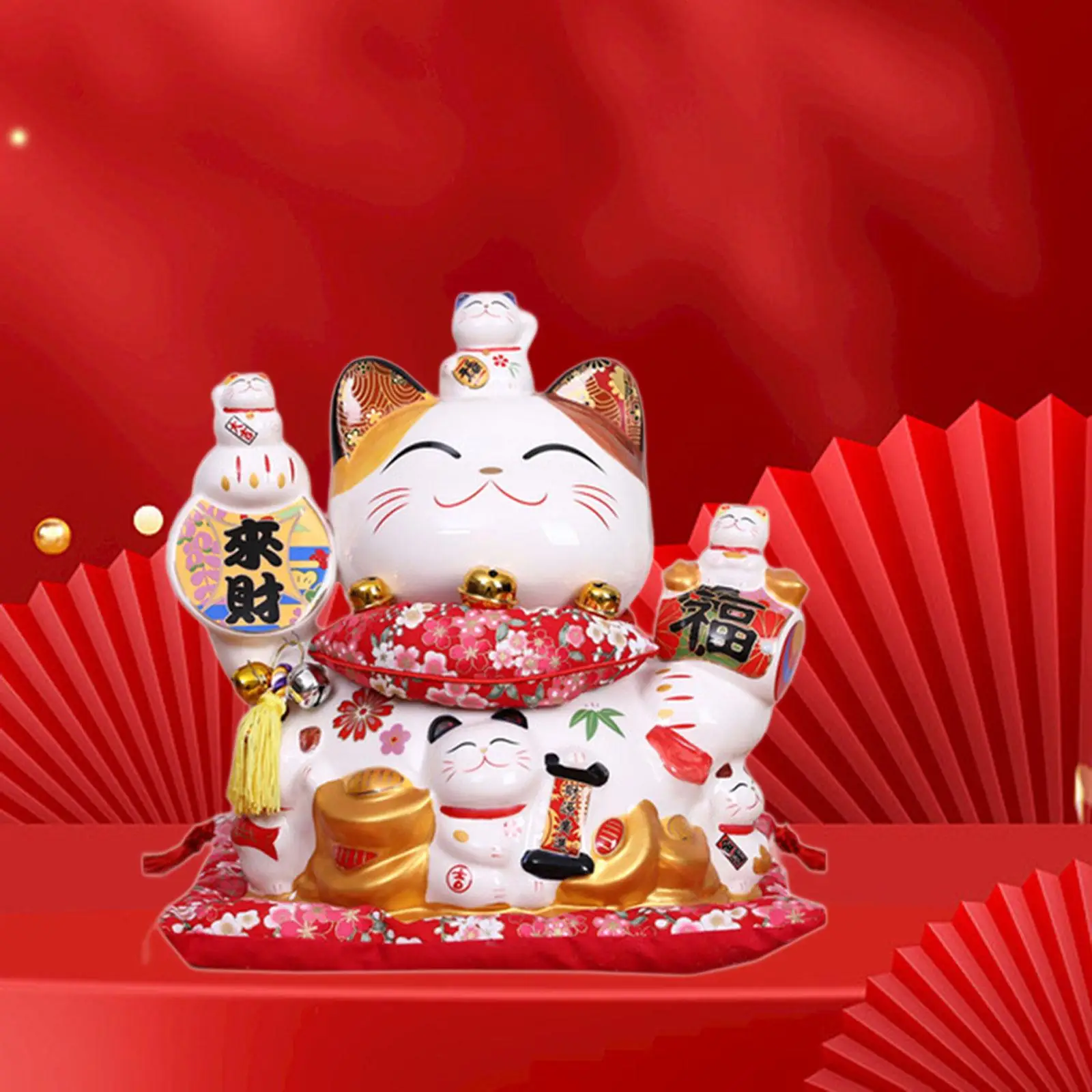 

Lucky Cat Piggy Bank Ceramic Money Saving Box for Birthday Desk New Year