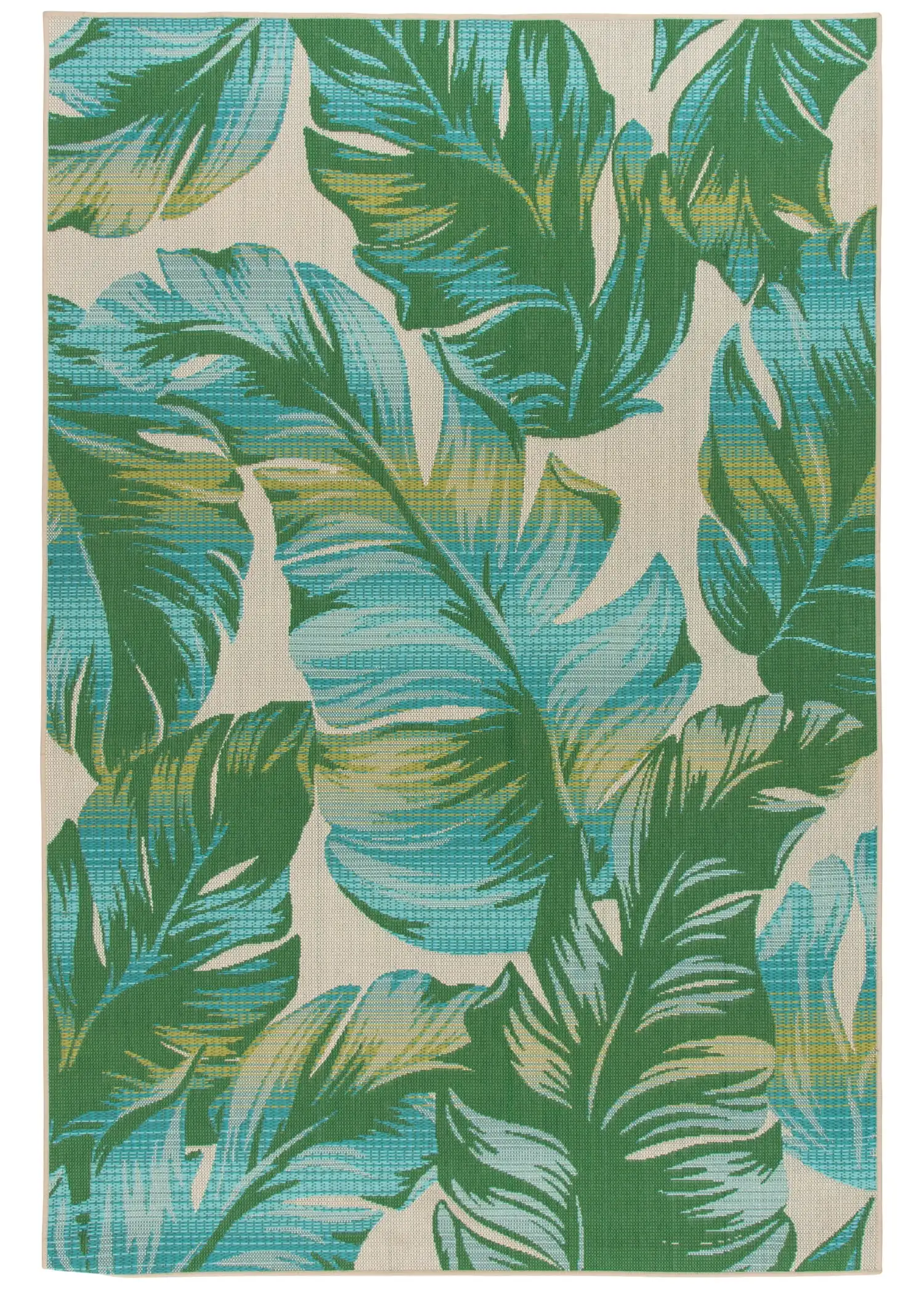 

Mainstays White Polypropylene Tropical Palm Outdoor Area Rug, 6'6"x9'6"