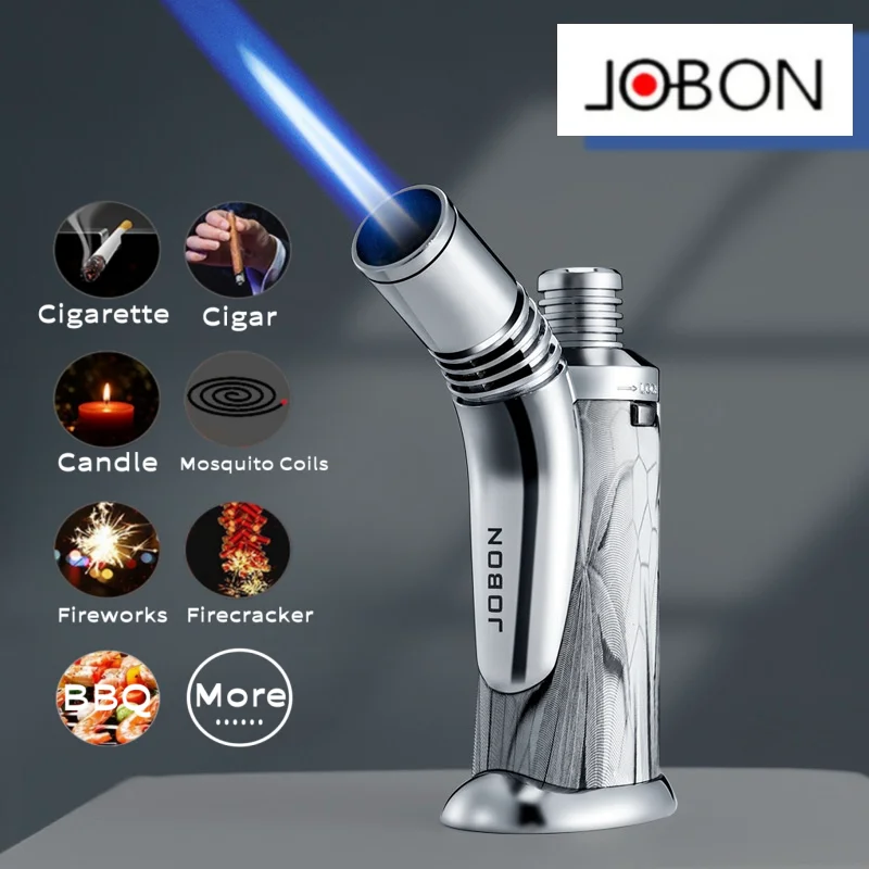 Jobon Lighter Gas Windproof Visible Gas Window Convenient Flame Adjustment Valve Elbow Gun Lighter Smoking Accessories Men Gifts butane gas lighter cigarette lighter