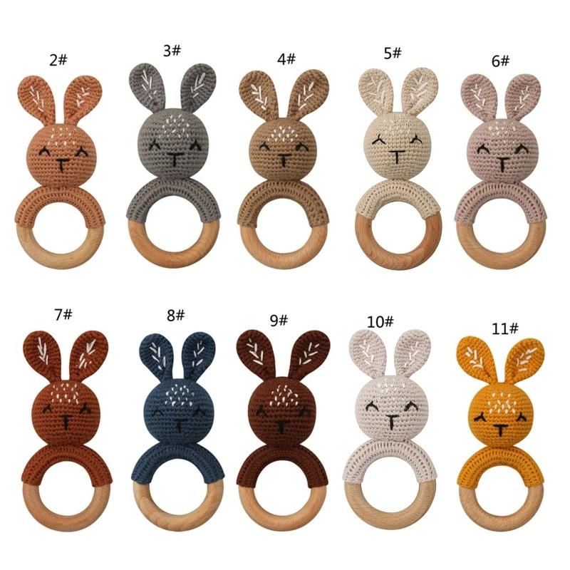 1Pc Baby Wooden Teether Crochet Rattle Toy BPA Free Rattle Baby Mobile Gym Newborn Stroller Educational Toys