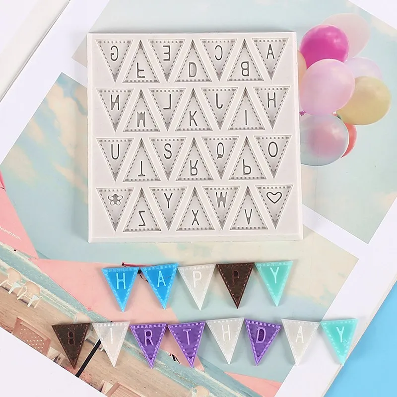 

Треугольная форма, маленький подвесной флаг, искусственная помадка, шоколад, конфеты, десерт, Кондитерские украшения, кухонные инструменты для выпечки