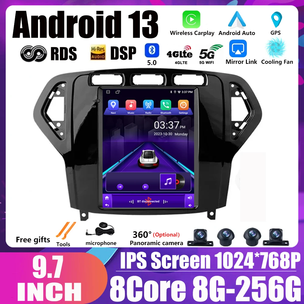

Car Radio Stereo Android 13 for Ford Mondeo 2007 2008 2009 2010 Autoradio 9.7inch Screen Carplay Multimedia Auto 4G WIFI BT