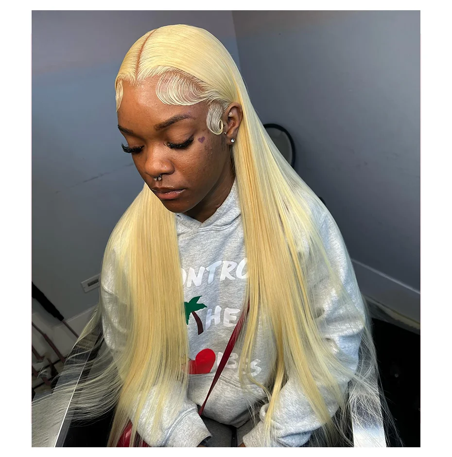 613 volle Spitze Perücke gerade blonde volle Spitze Echthaar Perücke vor gezupft brasilia nischen transparenten 13x6 Spitze Front Perücken für Frauen – Detail 5