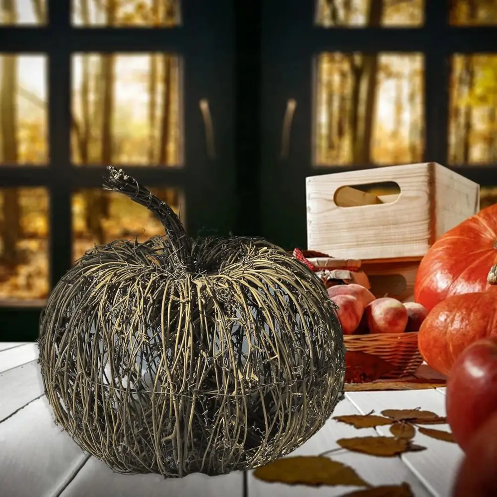 Artificial Pumpkins Rattan Woven Ornament for Halloween Thanksgiving halloween decoration props