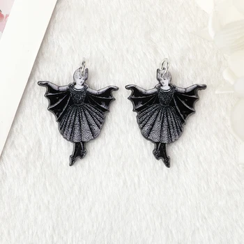 할로윈 매력 아크릴 밴조 고양이 박쥐 관 귀걸이 키 체인 펜던트 목걸이 Diy 만들기, 10 개