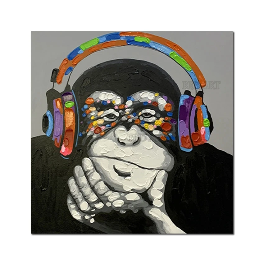 

Kids Bedroom Wall Decoration Abstract Lovely Gorilla Cartoon Picture Canvas Oil Painting Animal Paintings Art Christmas Gift