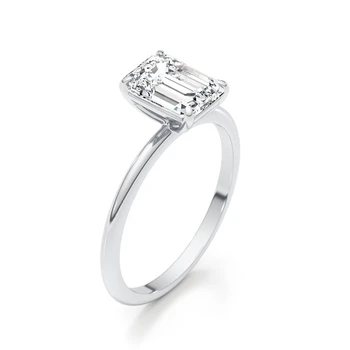 JY Jewelry 2.0CT Emerald Cut 8*6 Moissanite Ring Solitaire Vintage 14K Real Gold Jewelry Ring For Women Engagement Wedding Ring