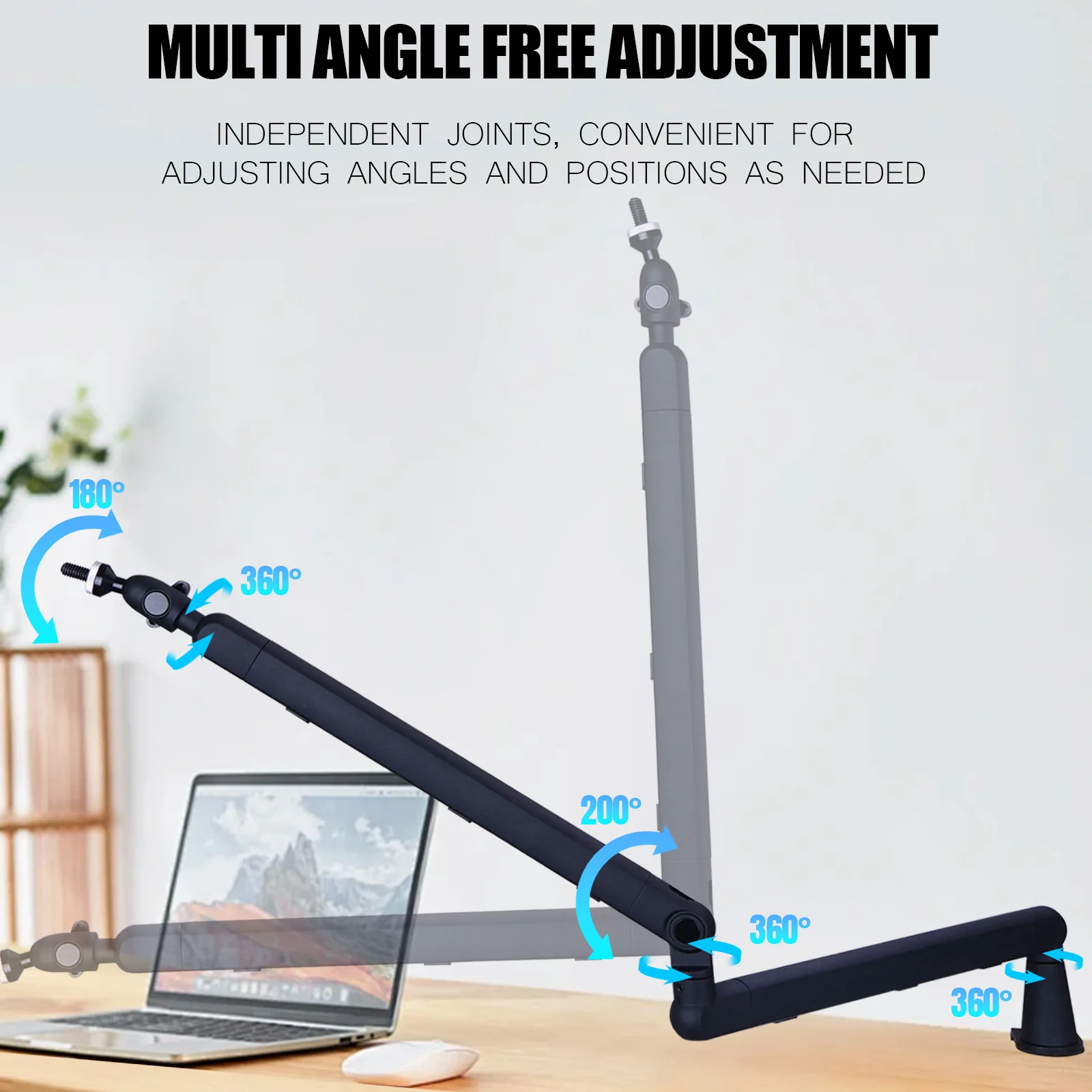 Microphone Desk Arm Stand Heavy-Duty All-in-One Kit with Adjustable Boom Pop Filter Windscreen for other Mics
