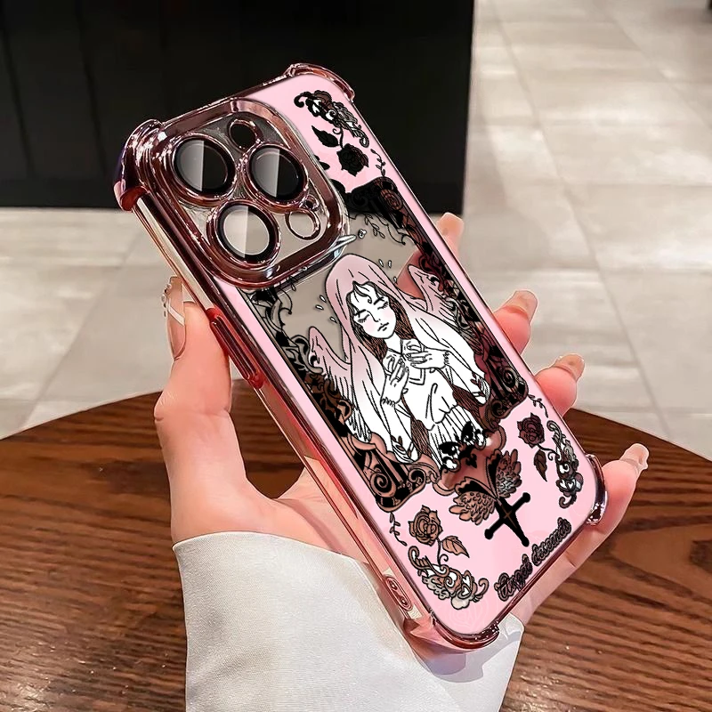 Elegant Retro Cupid Angel Shockproof Clear Armor Case - Luxury Middle Ages Design