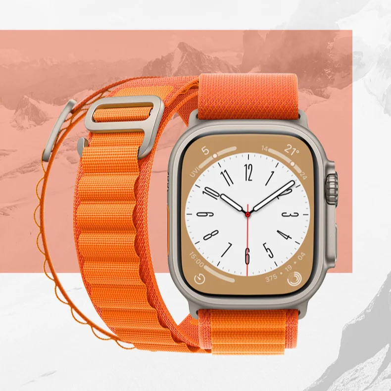Suitable for iwatch Ultra Series 6 7 8 9 Watch Series 49mm High Mountain Nylon Loop G-shaped Buckle 44/45mm Watch Strap Accessories_voghion.com