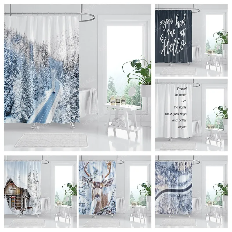 

Waterproof fabric shower curtain Bathroom curtain accessories 180x200 Bath curtain for shower 240*200 nordic boho decor 240x200