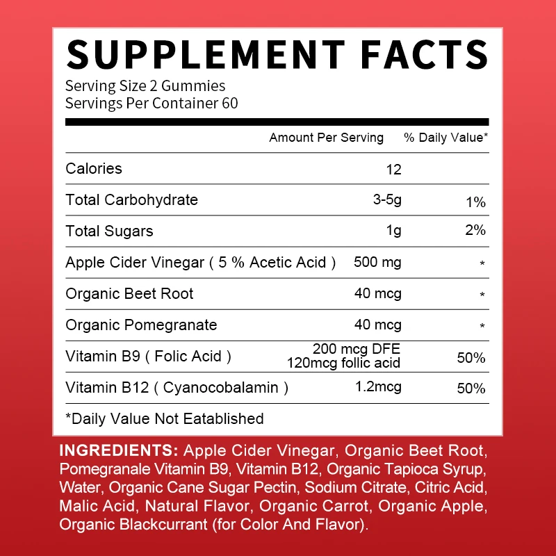 BBEEAAUU Apple Cider Vinegar Gummies Weight Management Burning Fat Relieve Bloating Constipation Lose Fat Women & Men