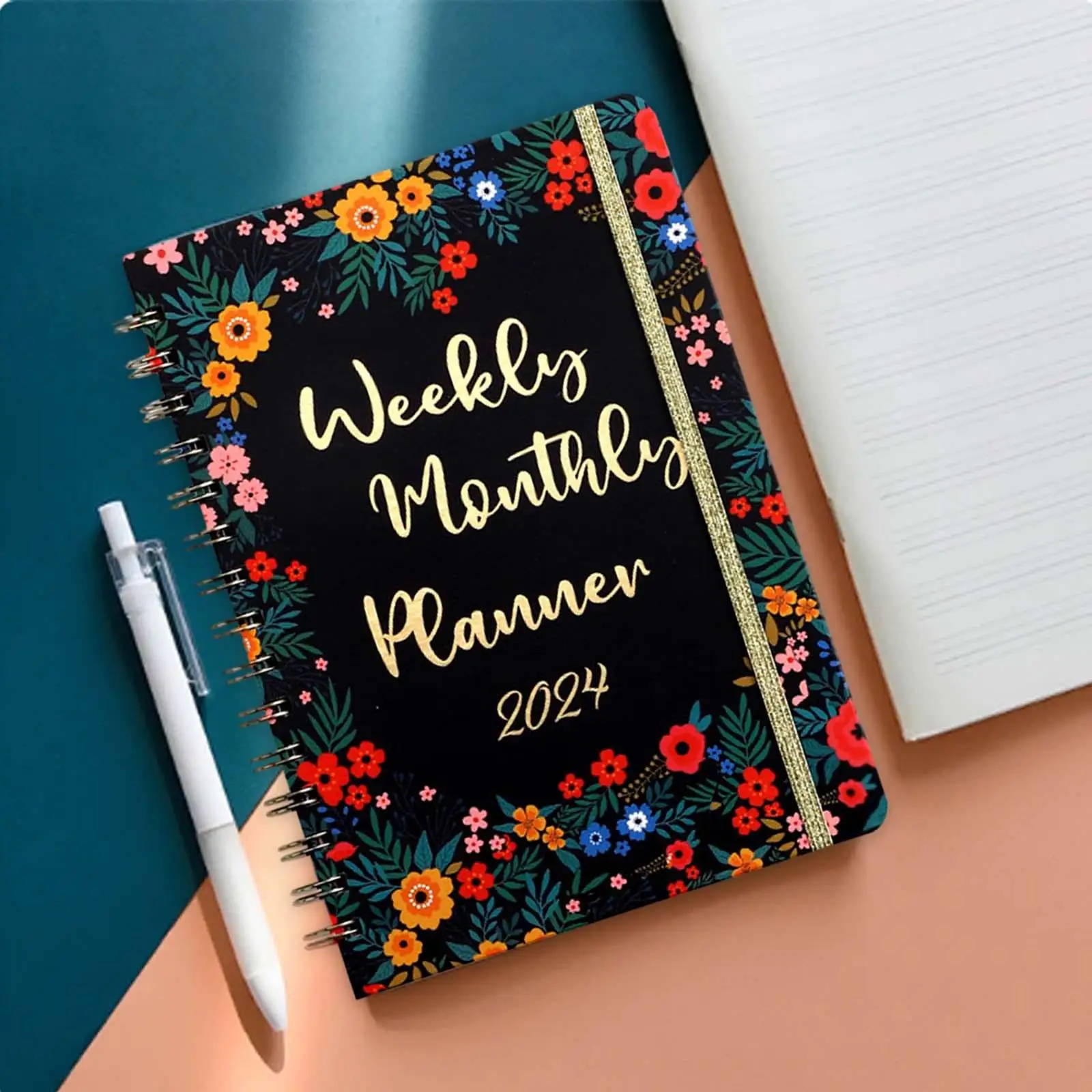 2024 Planner Portable with Calendar 12 Month January to December New Year Journal Notebook for Office Home Business Kids Adults