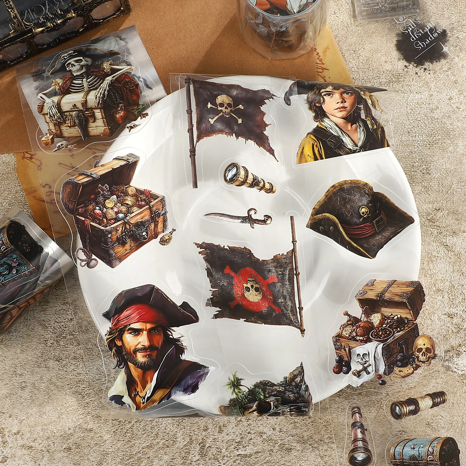 60mm*200cm 트레져 베이 시리즈 빈티지 캐릭터 성 풍경 PET 테이프 크리에이티브 DIY 저널 재료 콜라주 문구류