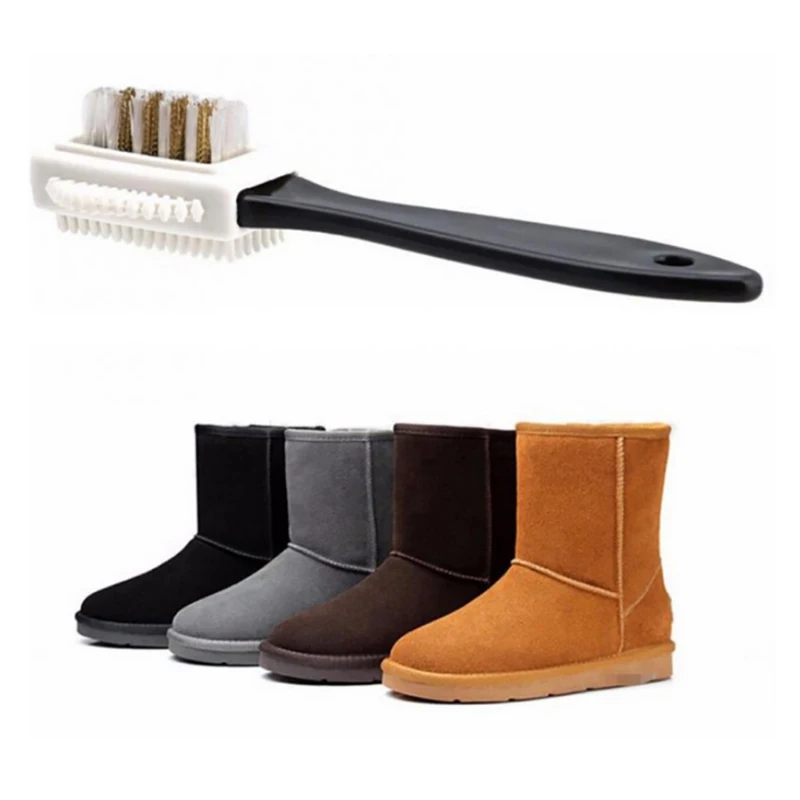 3-Side Shoe Suede Leather Nubuck Shoes Cleaning Brush Cleaner Boot Stain Dust