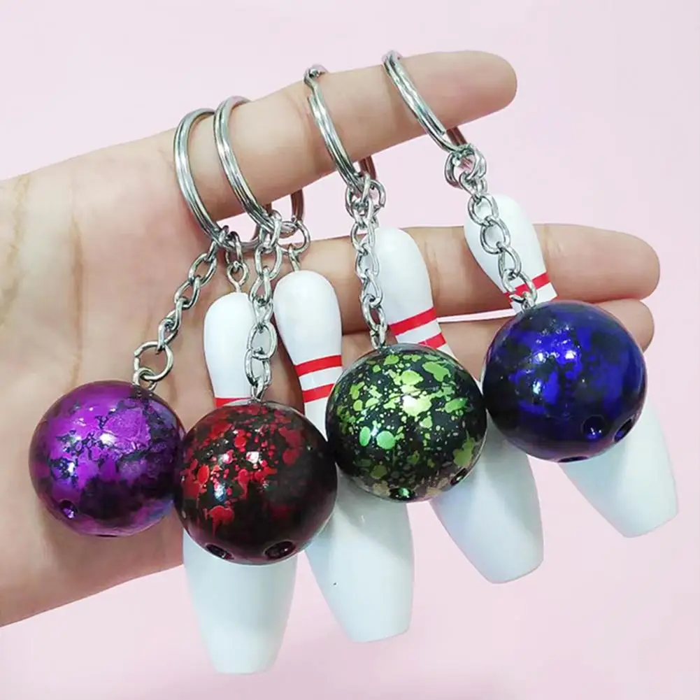 Bowling Key Chain Ball Shape Key Ring Holder Keychain Sport Lovers Handbag Car Key Pendant Sports Keychain Bowling Key Holder