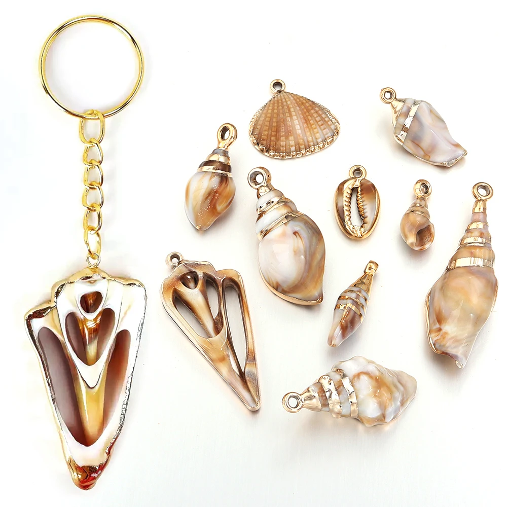 5-10pcs/lot Ocean Acrylic Pendant Seashell Conch Scallop Charms for Jewelry Making DIY Necklace Bracelet Earrings Keychain