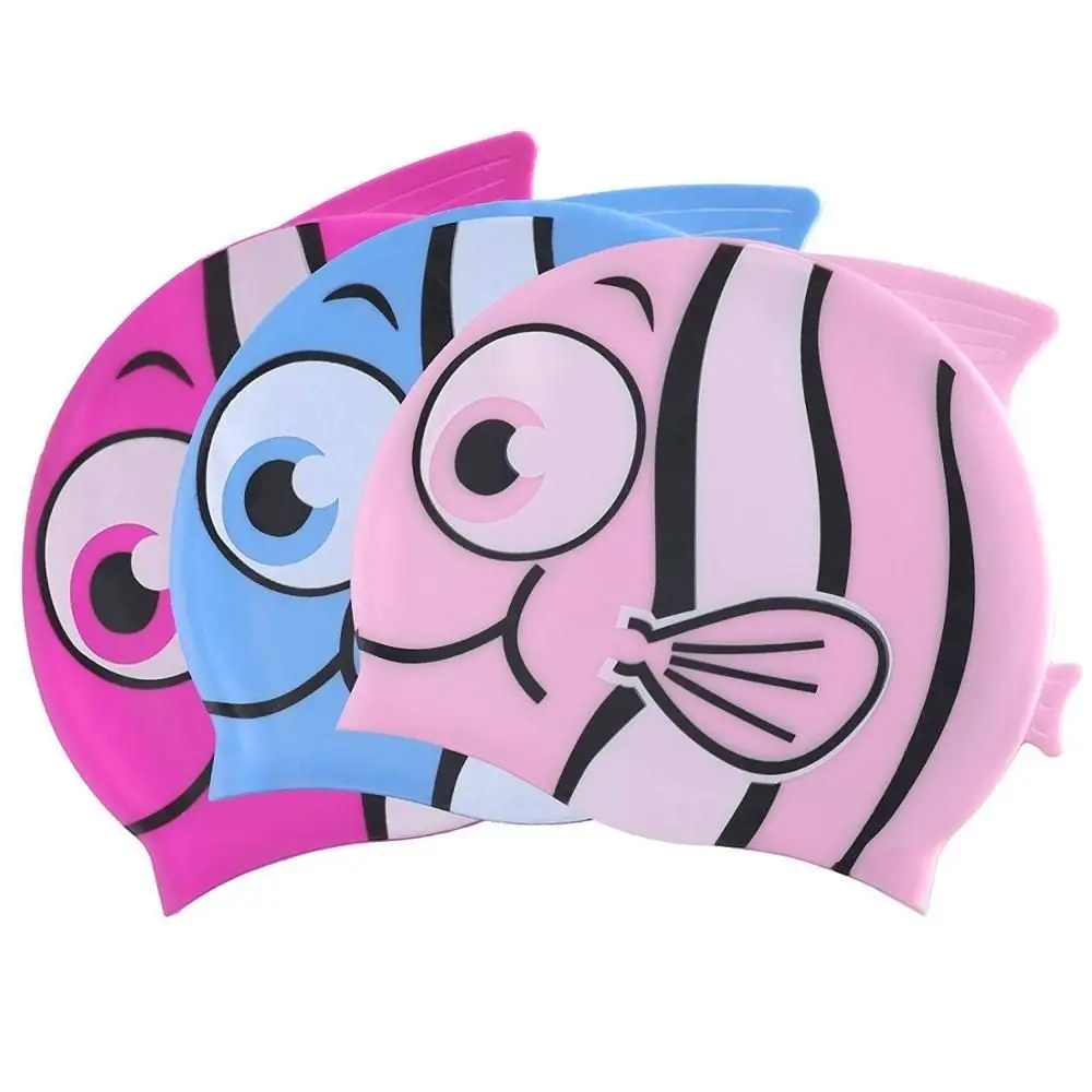 Swimming Pool Lovely Cartoon Animal Elastic Comfortable Kids Swimming Cap Beach Hat Diving Hat Silicone